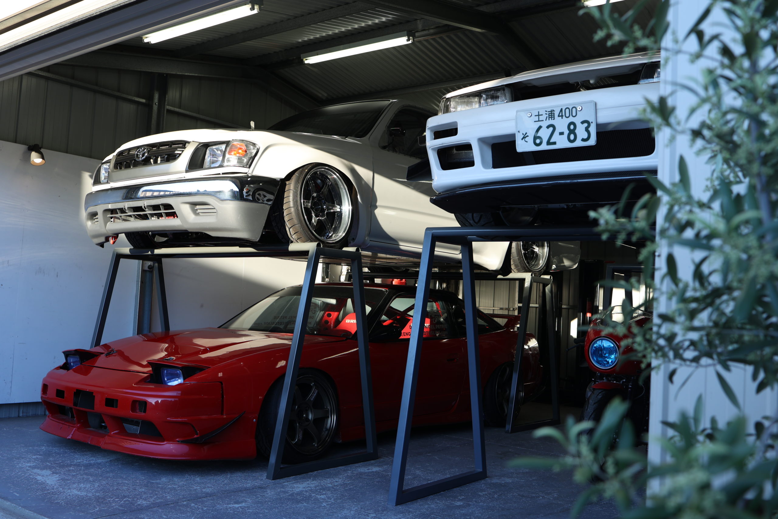 Car stands and stacking cars in the ETS garage